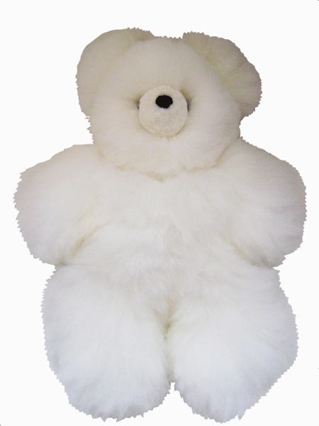 Alpaca Fur Teddy Bear White 12" Natural Plush