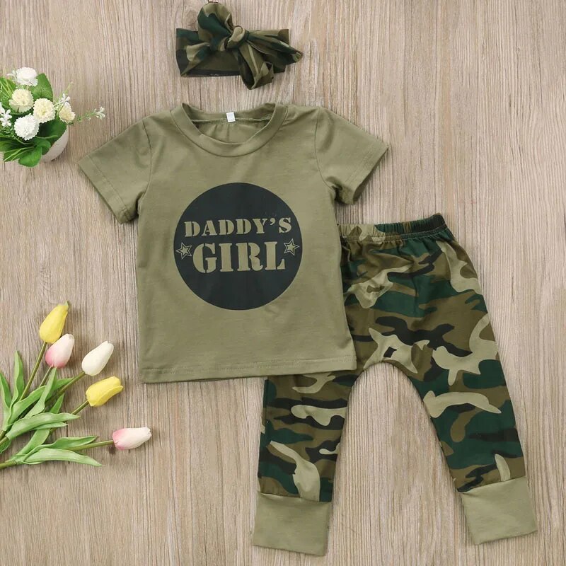Baby Toddler Daddy's Girl or Boy Camo Outfit