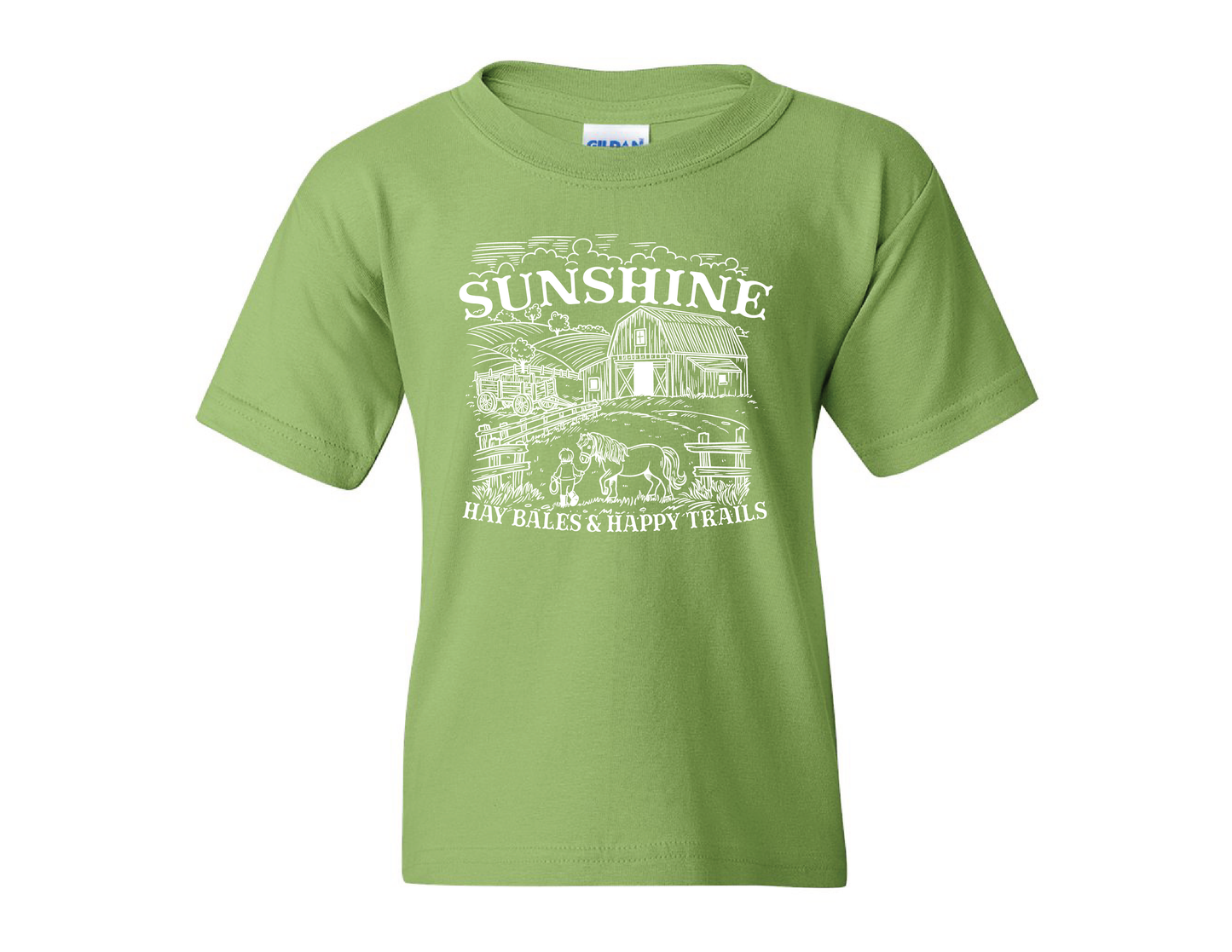 Sunshine, Hay Bales and Happy Trails Kids Cotton T-Shirt
