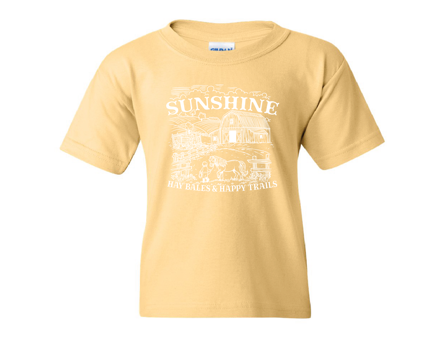 Sunshine, Hay Bales and Happy Trails Kids Cotton T-Shirt