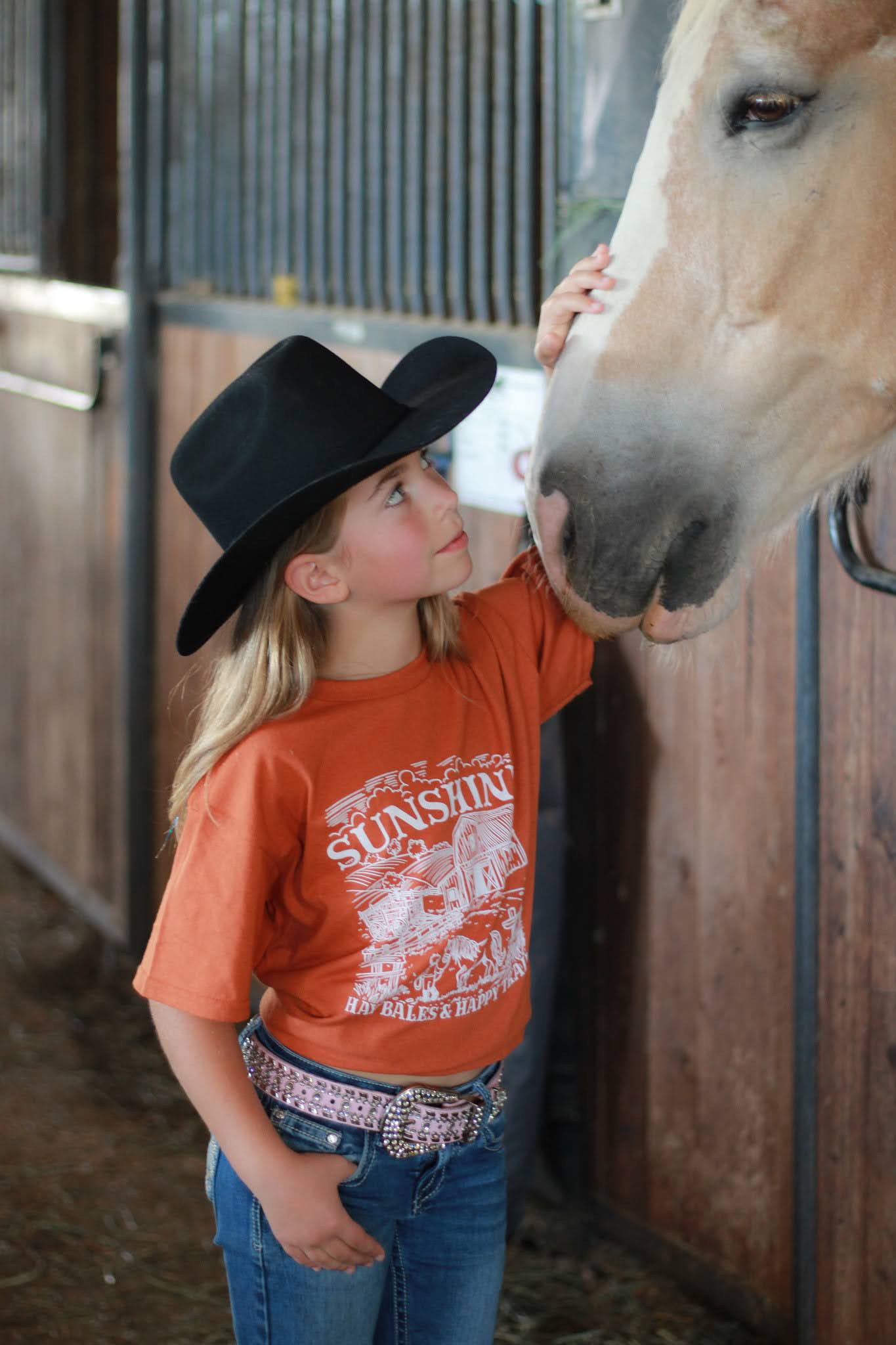 Sunshine, Hay Bales and Happy Trails Kids Cotton T-Shirt