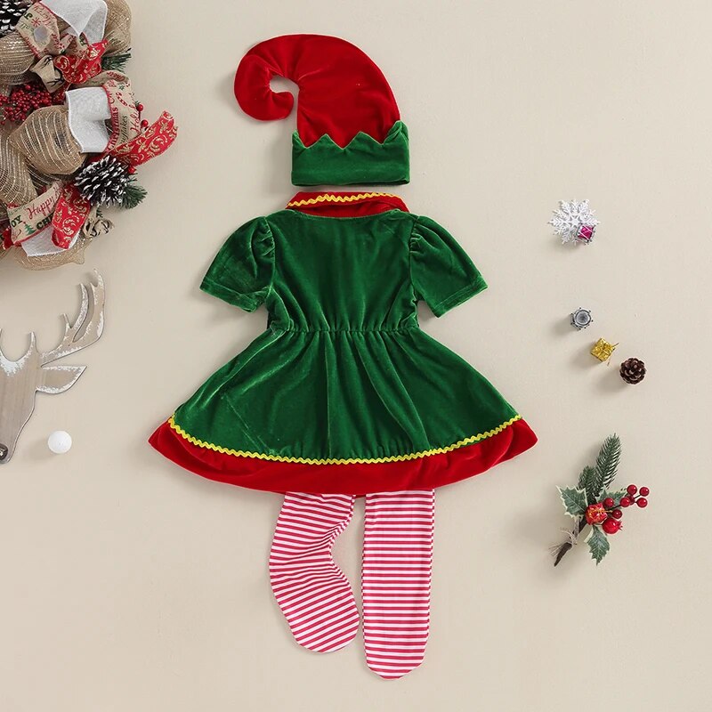 Christmas Elf Dress Toddler Girls 4pcs