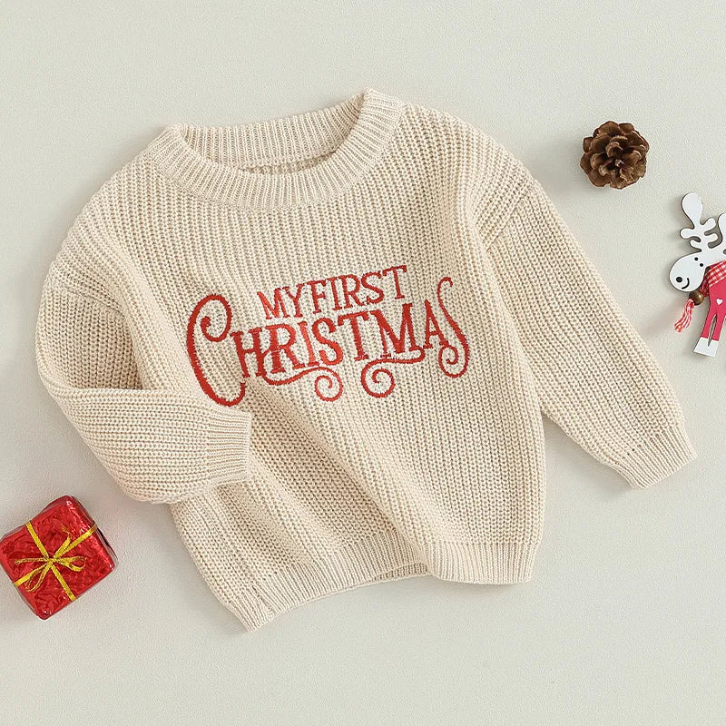 My First Christmas Knit Baby Sweater