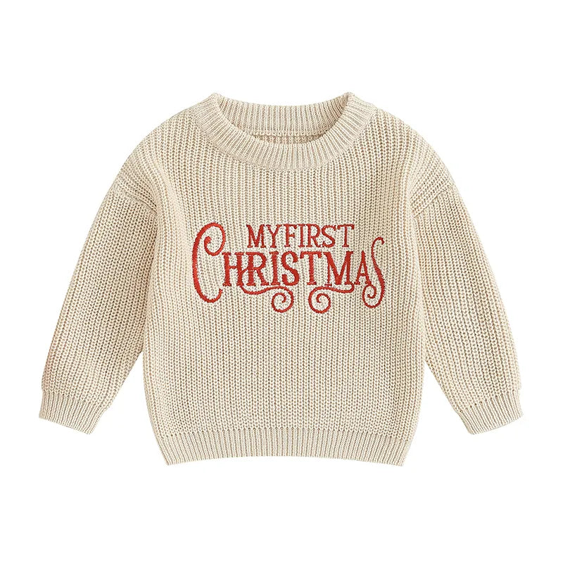 My First Christmas Knit Baby Sweater
