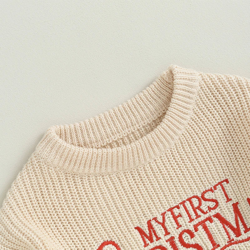 My First Christmas Knit Baby Sweater