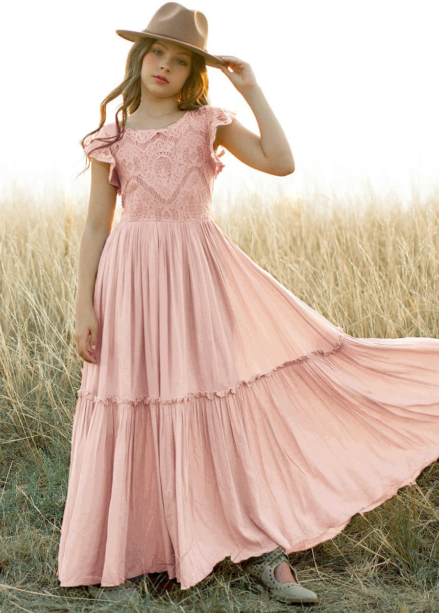 Girls Lace Bohemia Long Dress