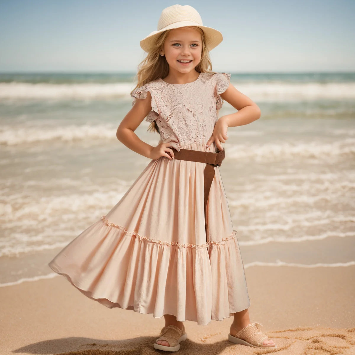 Girls Lace Bohemia Long Dress