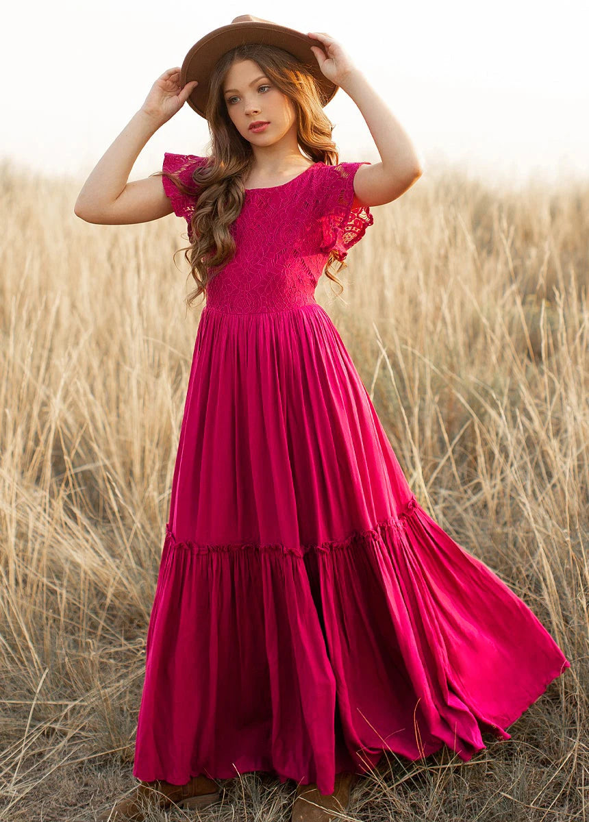 Girls Lace Bohemia Long Dress