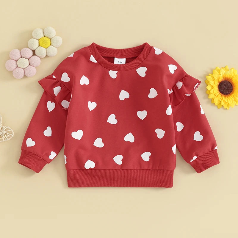 Ruffle Sleeve Heart Sweater