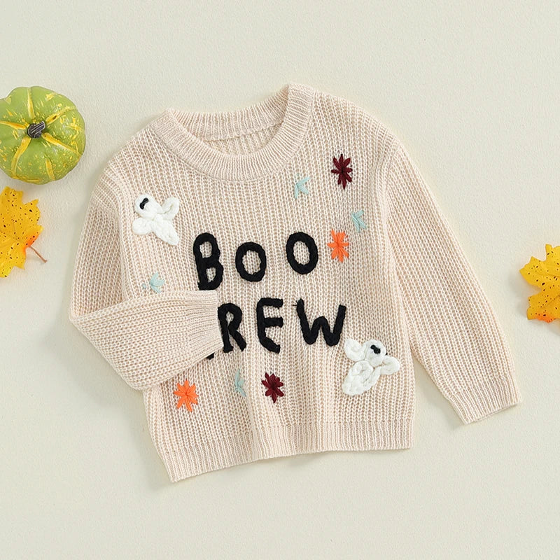 Baby Boo Crew Knitted Halloween Fall Sweater for Boy and Girl
