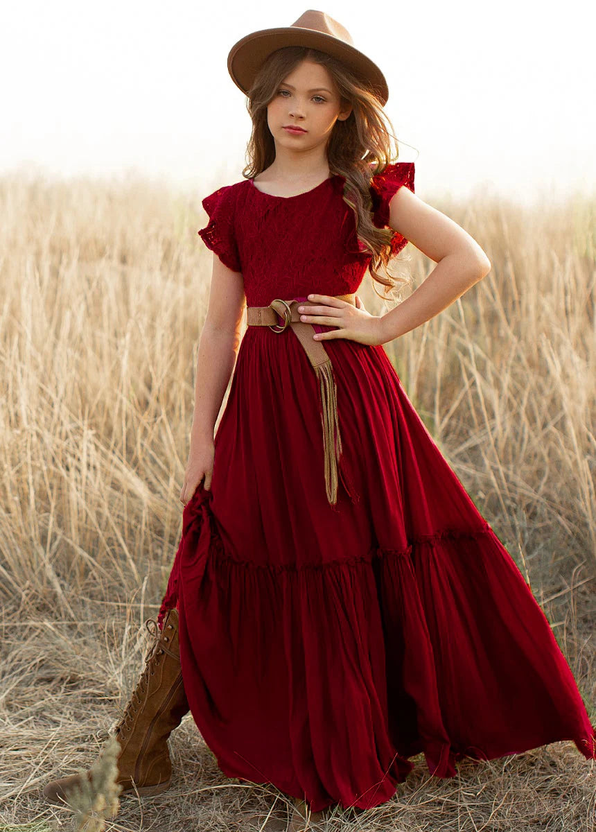 Girls Lace Bohemia Long Dress