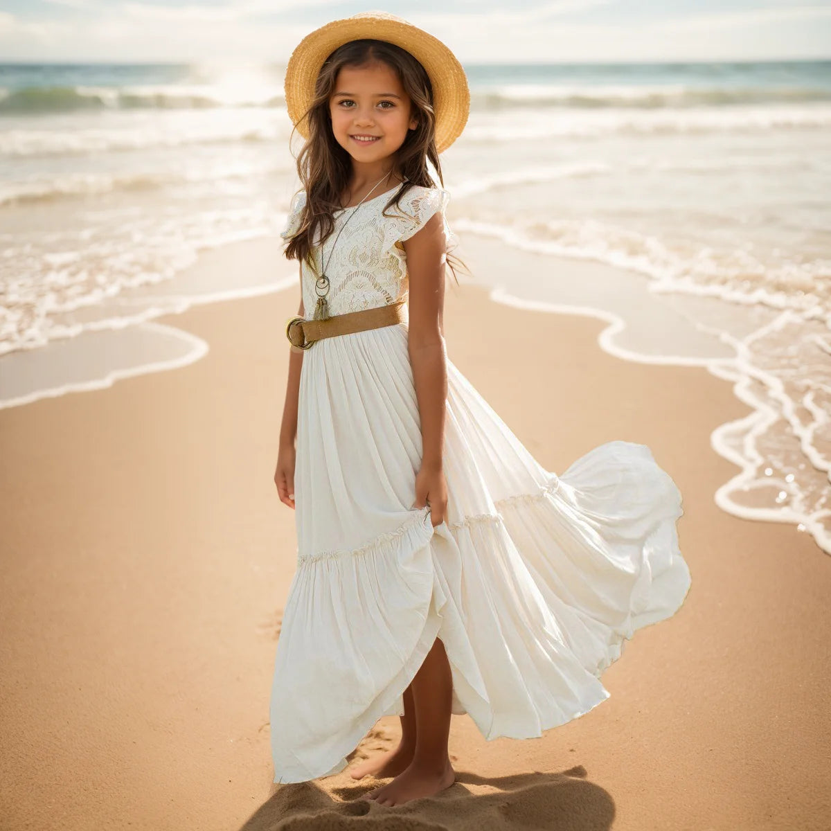 Girls Lace Bohemia Long Dress