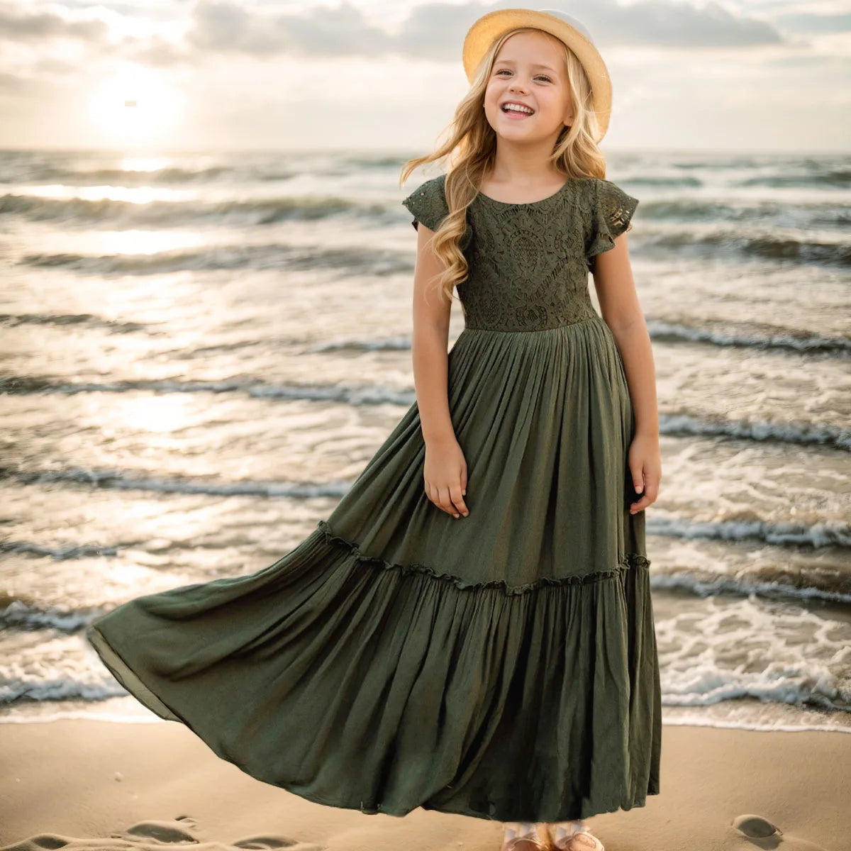 Girls Lace Bohemia Long Dress