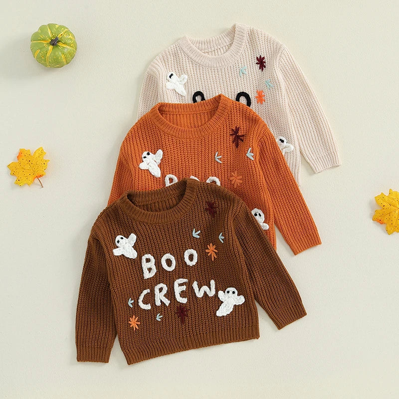 Baby Boo Crew Knitted Halloween Fall Sweater for Boy and Girl