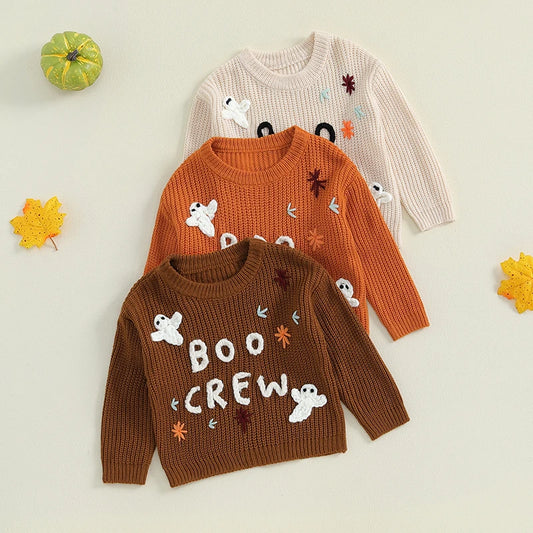 Baby Boo Crew Knitted Halloween Fall Sweater for Boy and Girl