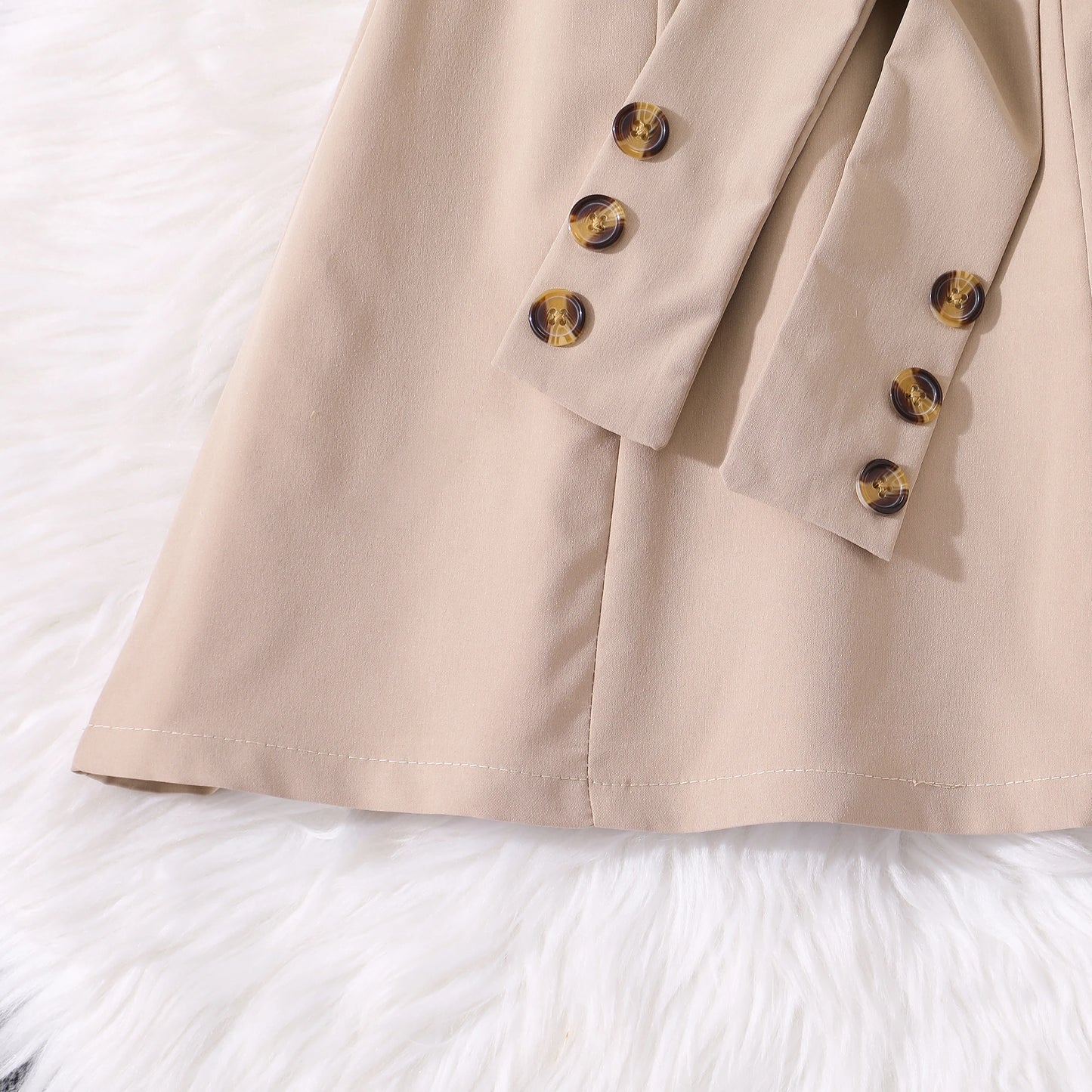 Little Girls Button Detail Dress – Puff Sleeve Special Occasion Dress (4–7)