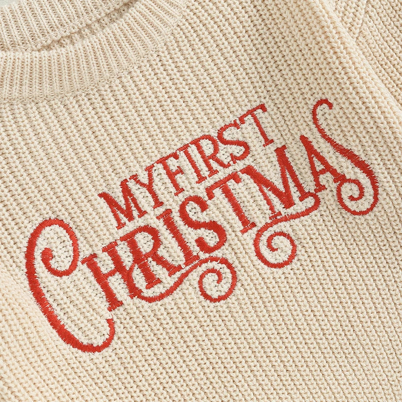 My First Christmas Knit Baby Sweater