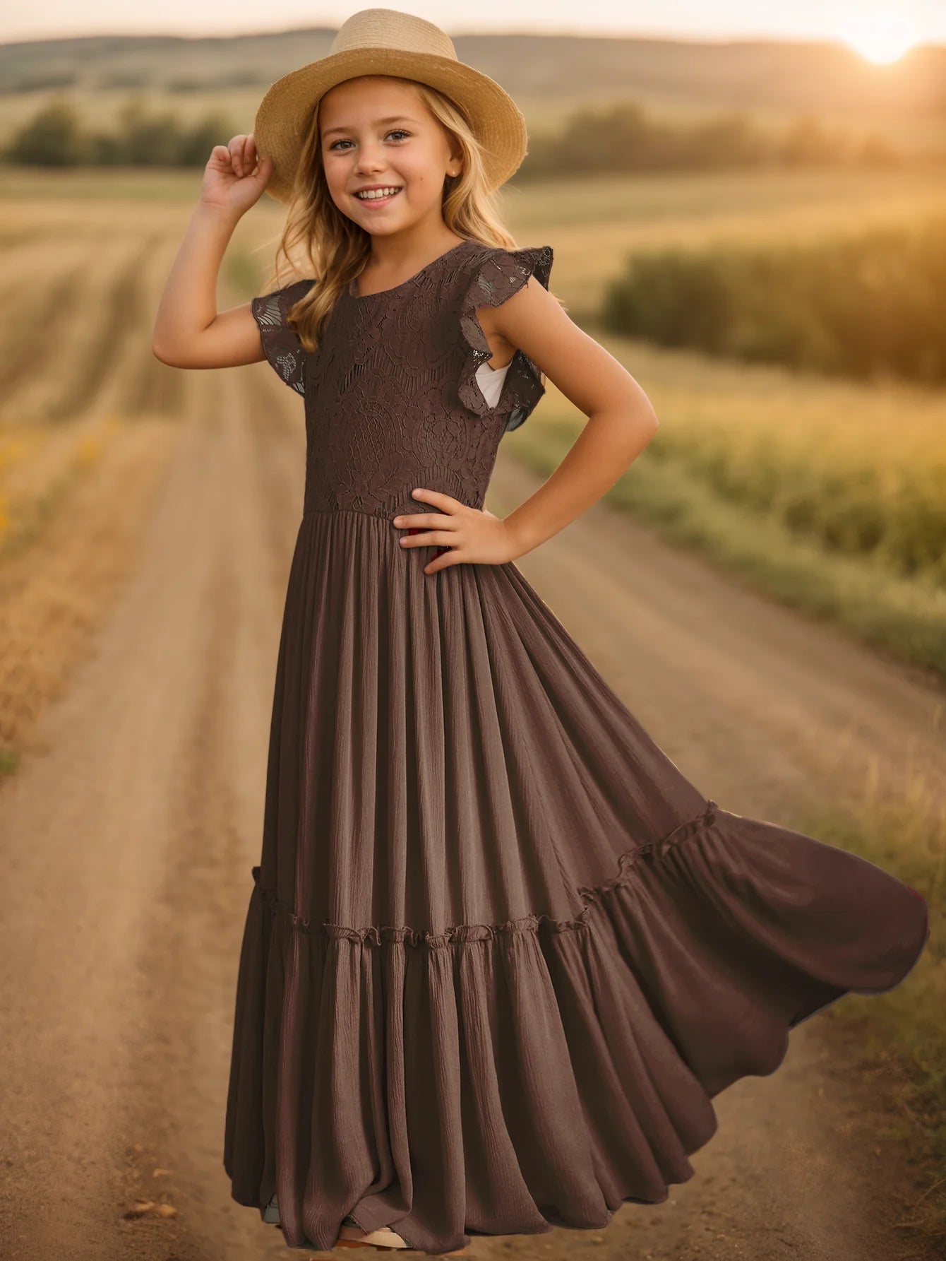 Girls Lace Bohemia Long Dress