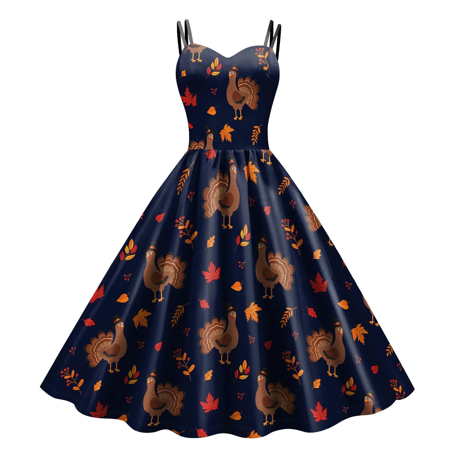Harvest Twirl Thanksgiving Dress Women's Vintage Turkey Print Fit & Oceanview Gifts Harvest Twirl Thanksgiving Dress Women's Vintage Turkey Print Fit & Oceanview Gifts