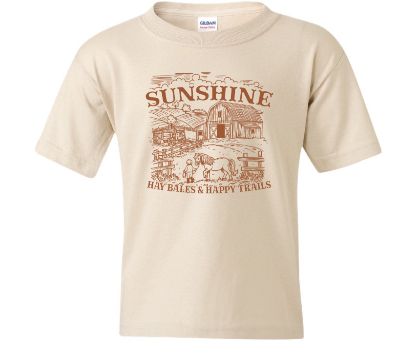 Sunshine, Hay Bales and Happy Trails Kids Cotton T-Shirt