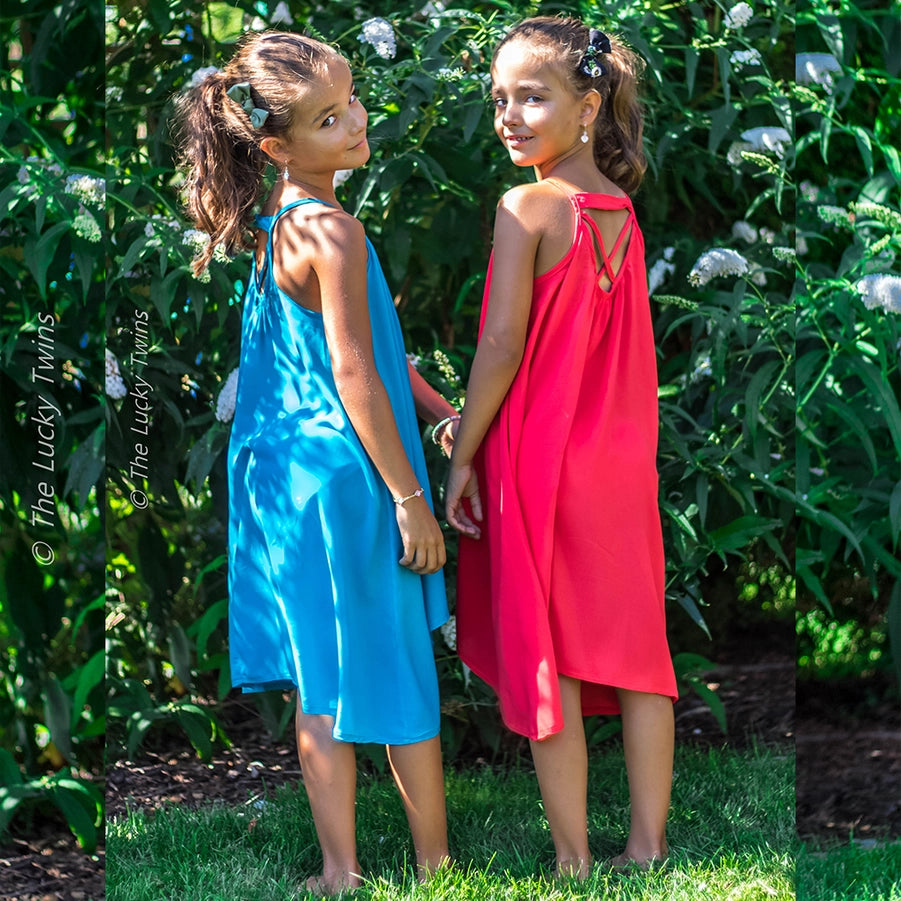 Asymmetric Swim Cover-Up Dress for Toddlers & Girls