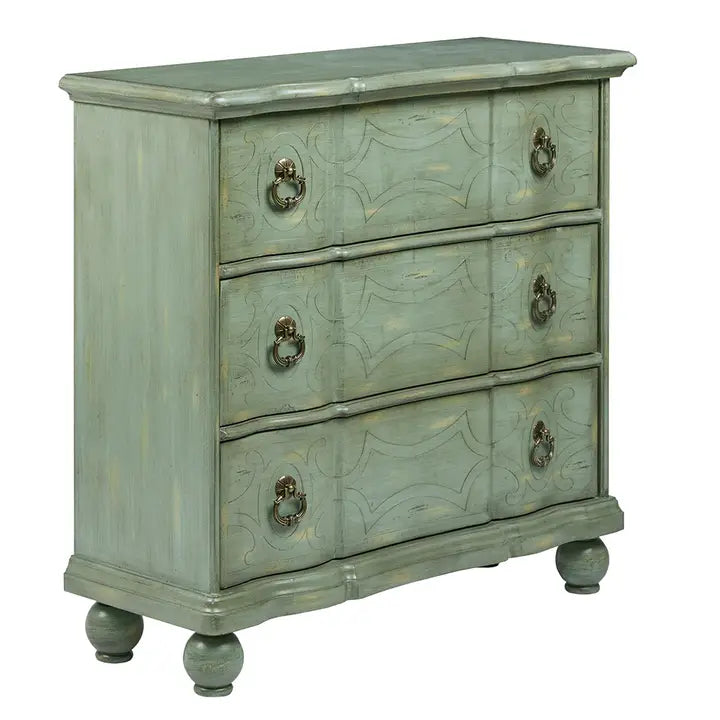 Antique Accent Green 3-Drawer Chest Dresser