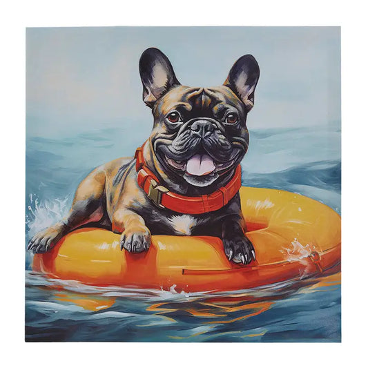 Beach Dogs Coastal Canvas Wall Art, Frenchie French Bulldog