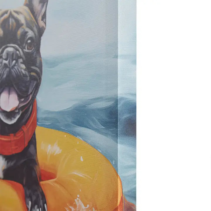 Beach Dogs Coastal Canvas Wall Art, Frenchie French Bulldog