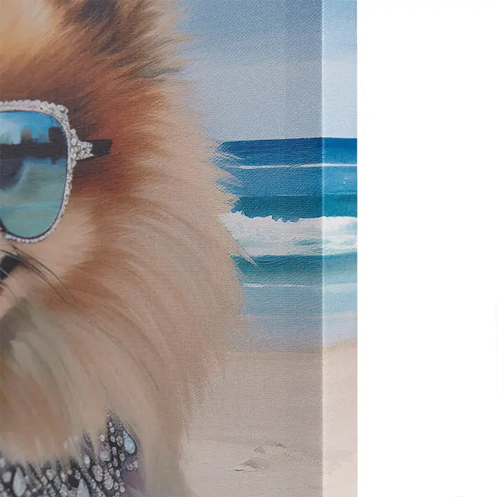 Beach Dogs Coastal Canvas Wall Art, Pomeranian