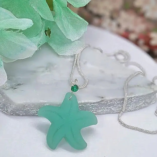 Seafoam Green Starfish Sea Glass Beach Charm-Ocean Lover's Gift