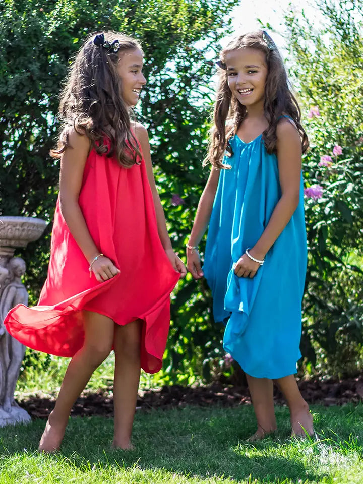 Asymmetric Swim Cover-Up Dress for Toddlers & Girls