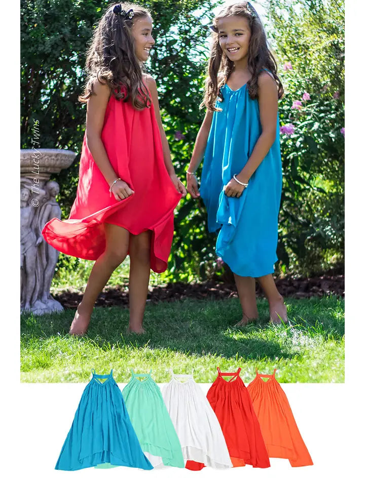 Asymmetric Swim Cover-Up Dress for Toddlers & Girls