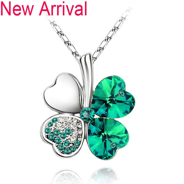 Lucky Charm: Four Leaf Clover Australian Crystal Necklace