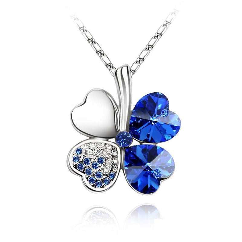 Lucky Charm: Four Leaf Clover Australian Crystal Necklace