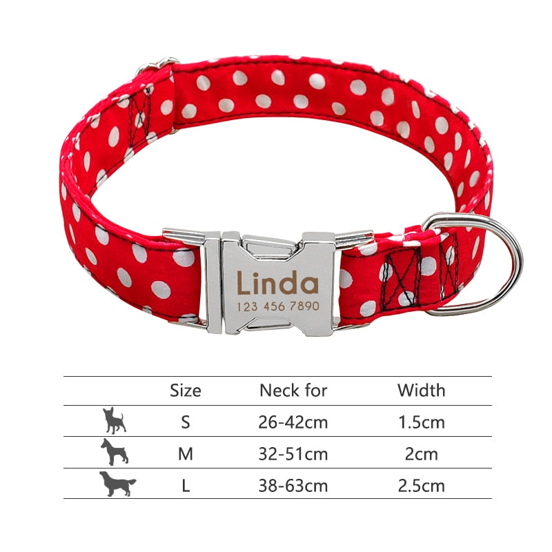 Personalized Reflective Nylon Dog Collar -Engraved ID Tag
