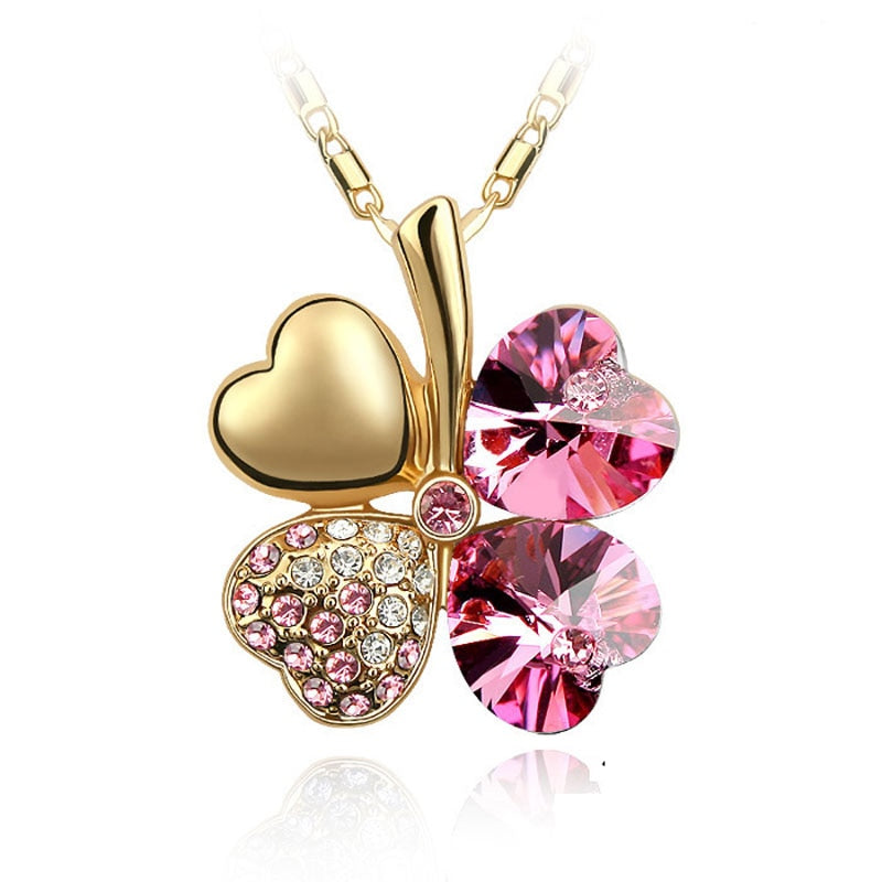 Lucky Charm: Four Leaf Clover Australian Crystal Necklace