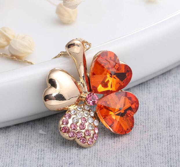 Lucky Charm: Four Leaf Clover Australian Crystal Necklace