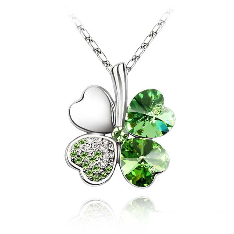 Lucky Charm: Four Leaf Clover Australian Crystal Necklace