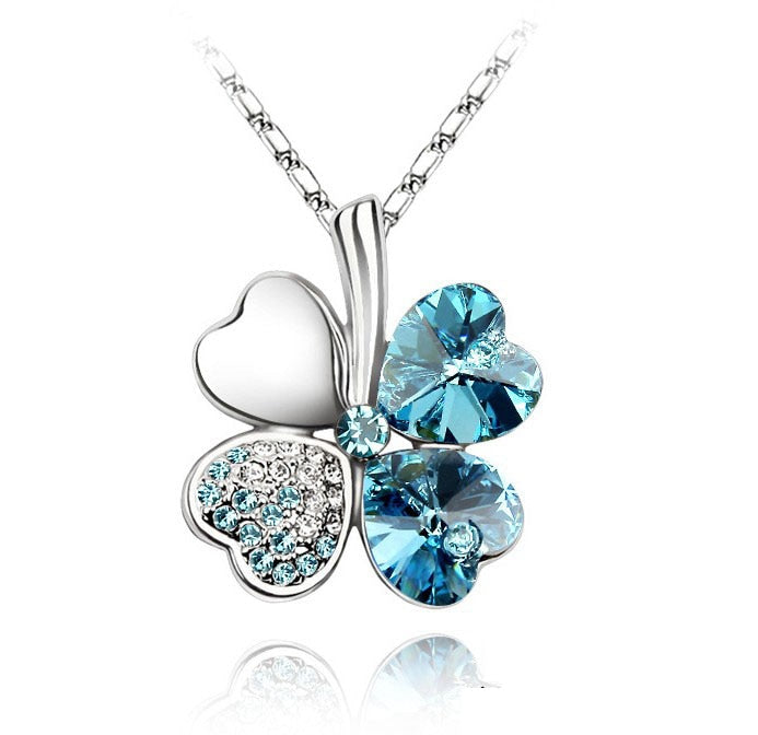 Lucky Charm: Four Leaf Clover Australian Crystal Necklace