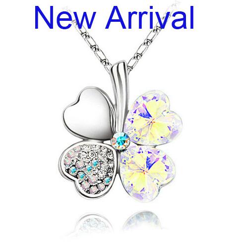 Lucky Charm: Four Leaf Clover Australian Crystal Necklace