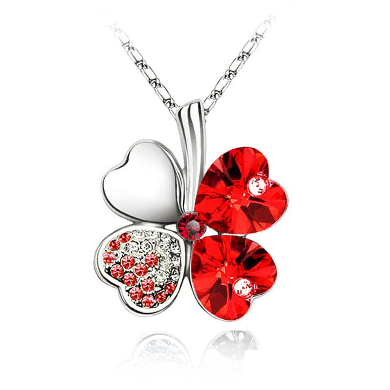 Lucky Charm: Four Leaf Clover Australian Crystal Necklace