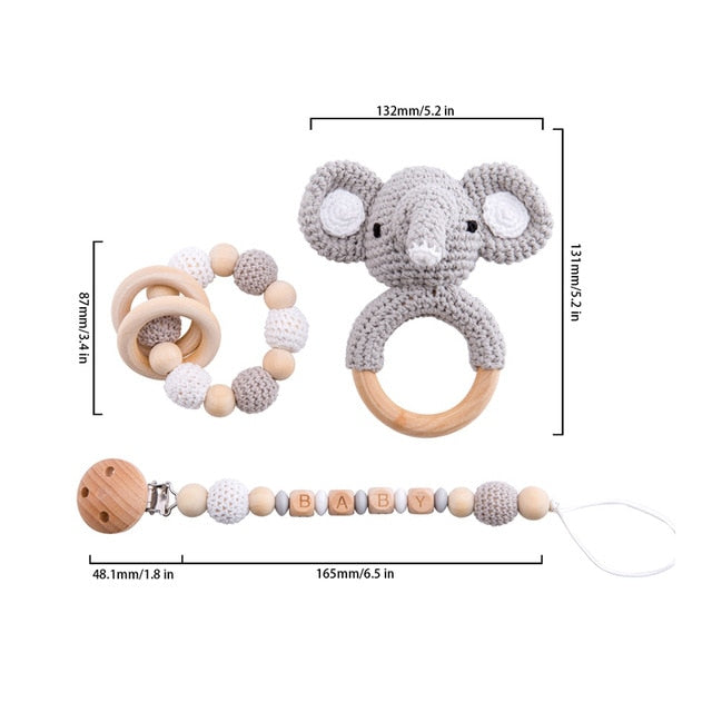 Heirloom Elephant Teether & Rattle Gift Set
