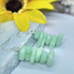 Mint Green Pebble Shaped Stacked Sea Glass Silver Ladies Dangle Earrings