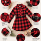 Red Plaid Belt Buckle Dress Kids