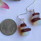 Moonstone Opal & Red Sea Glass Pebble Earrings Silver Plated