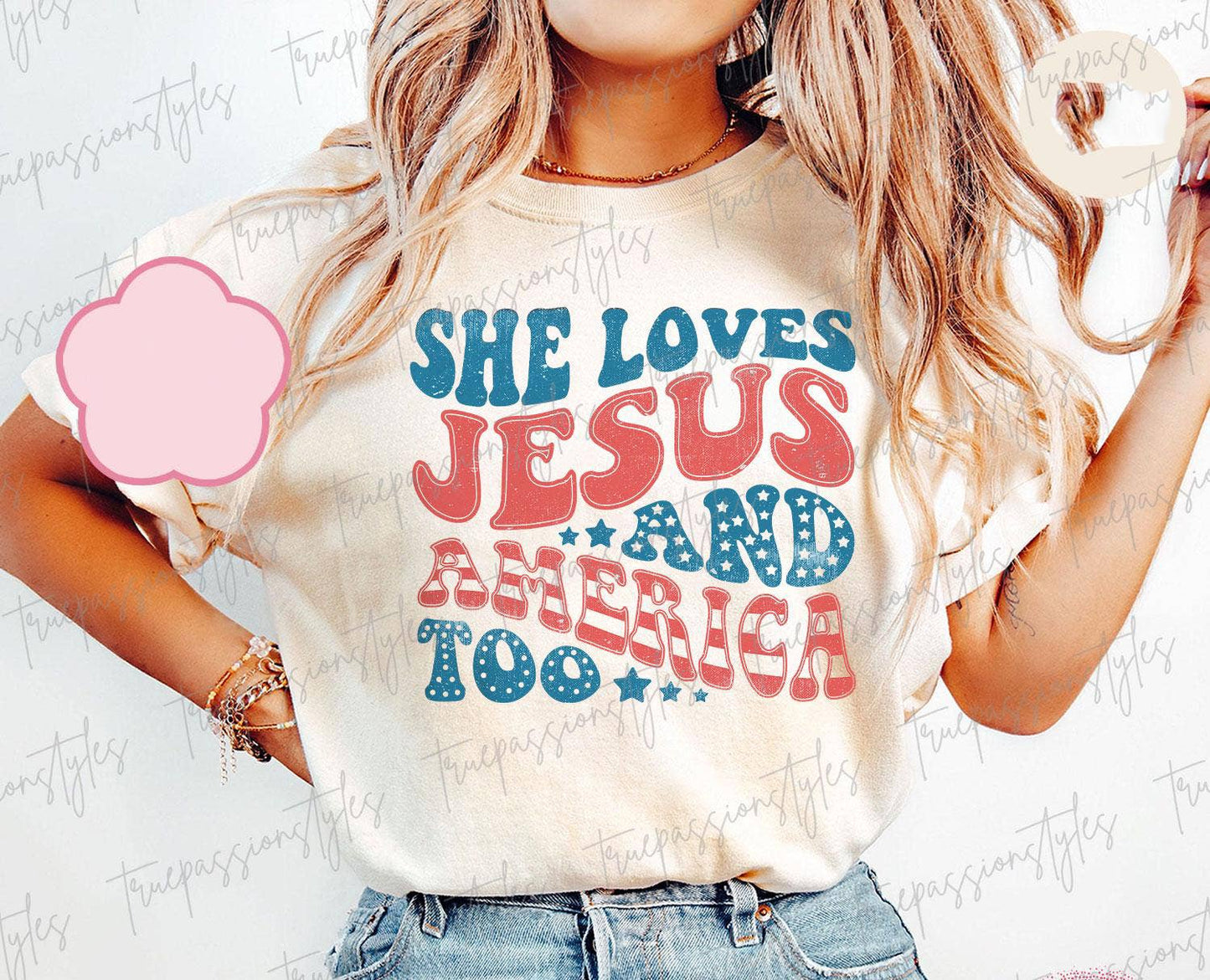 Retro USA Shirt, She Loves Jesus And America Too