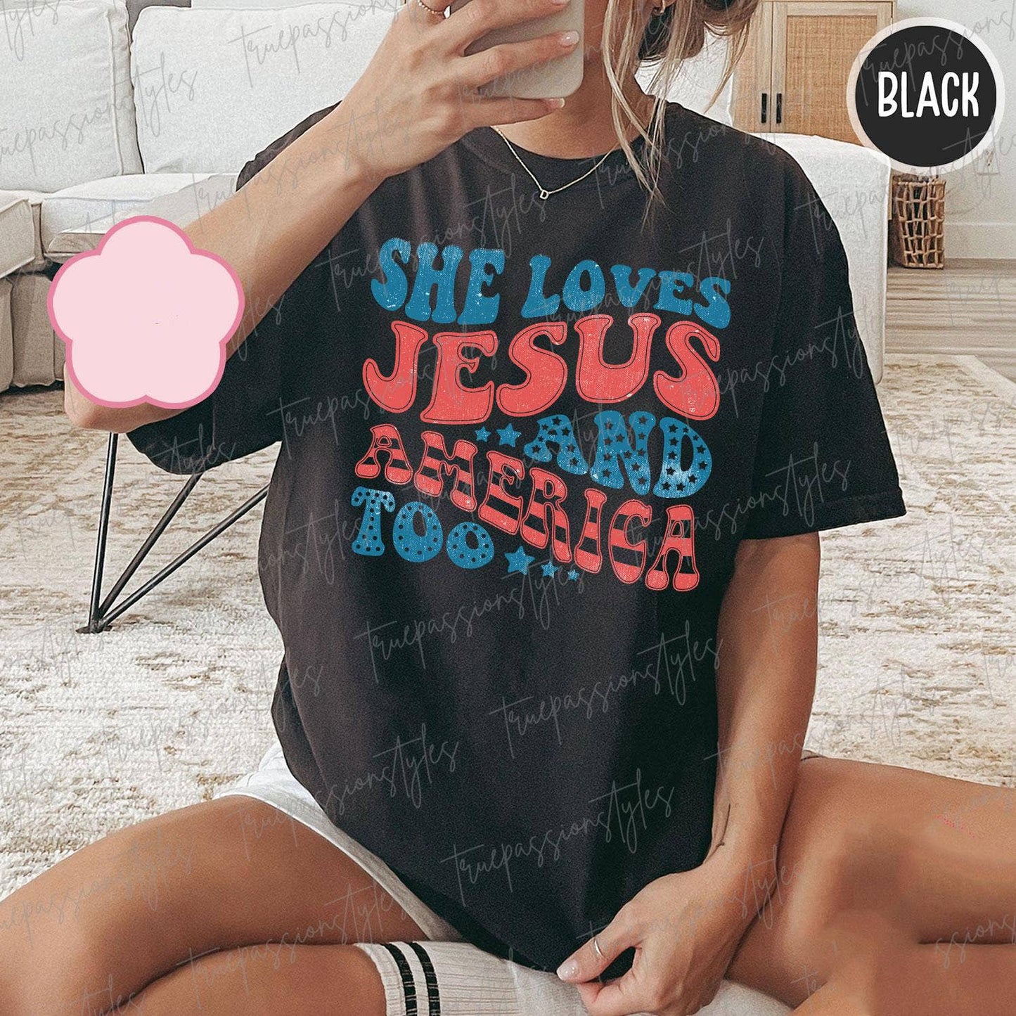 Retro USA Shirt, She Loves Jesus And America Too