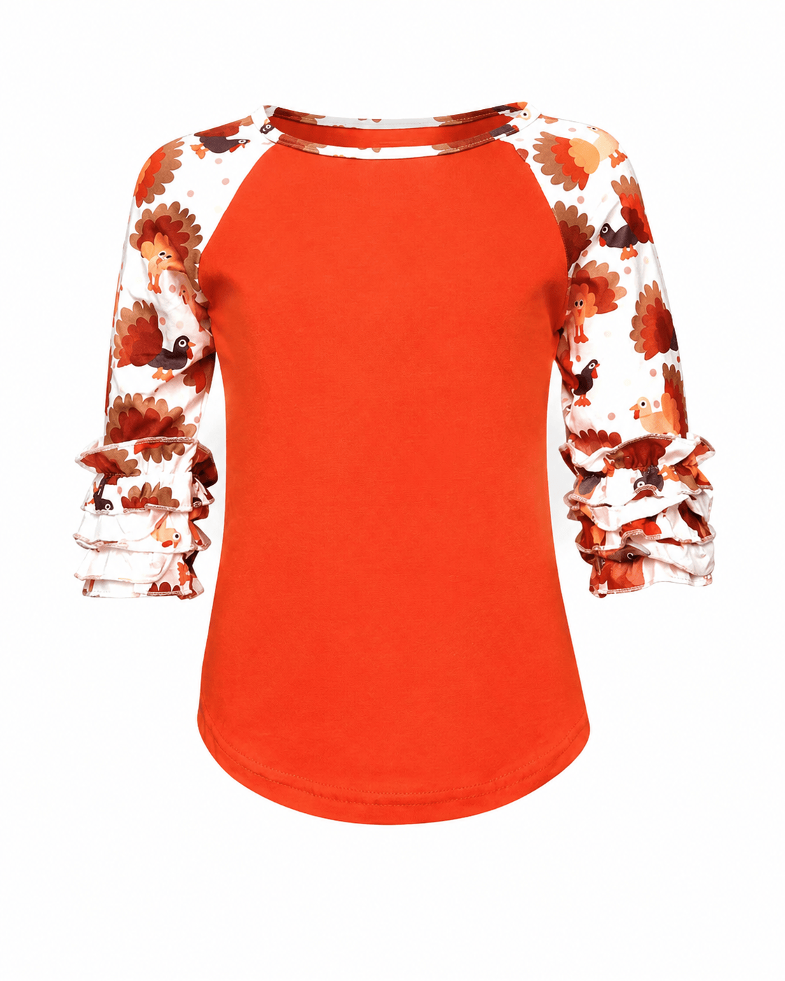 Turkey Thanksgiving Orange Ruffle Top