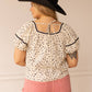 Eyelet Peasant Blouse, Black and White