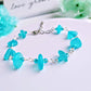 Caribbean Blue Sea Glass "loop" Silver Snake Chain Necklace